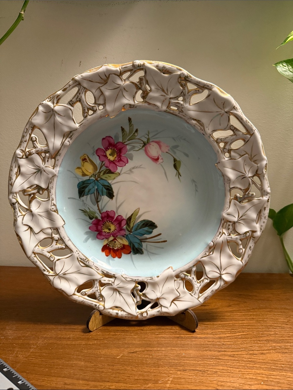 Antique Carl Tielsch (C.T.) Altwasser reticulated porcelain bowl/plate